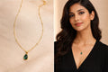 Emerald Drop Pendant Chain (Daily Wear)