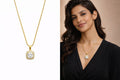 Radiant Square Crystal Pendant (Premium Gold Finish)