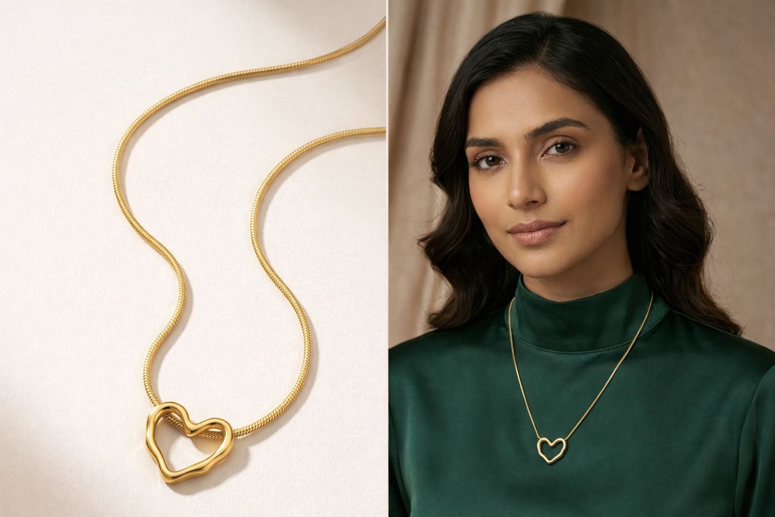 Thread Heart Pendant Gold Chain