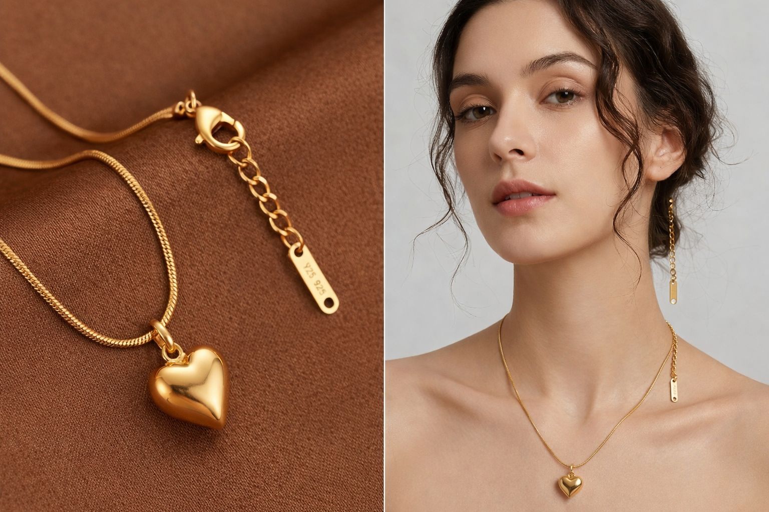 Gold Heart Pendant Chain (Anti-Tarnish)
