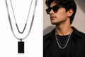 Dual Layer Black Pendant Necklace Set (2 Pieces)