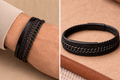 Men’s Layered Leather Bracelet (Black)