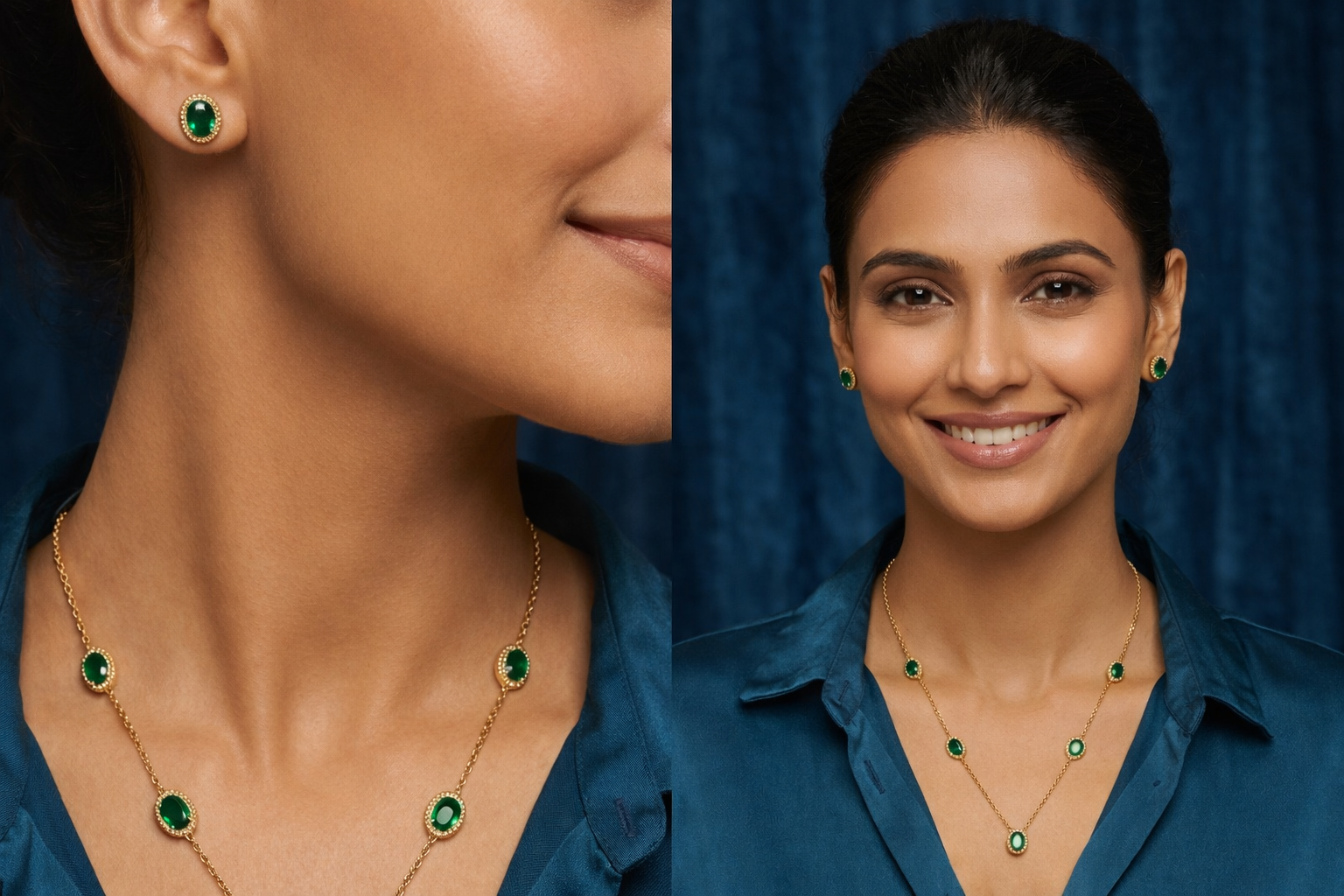 Emerald Elegance Adjustable Necklace Set