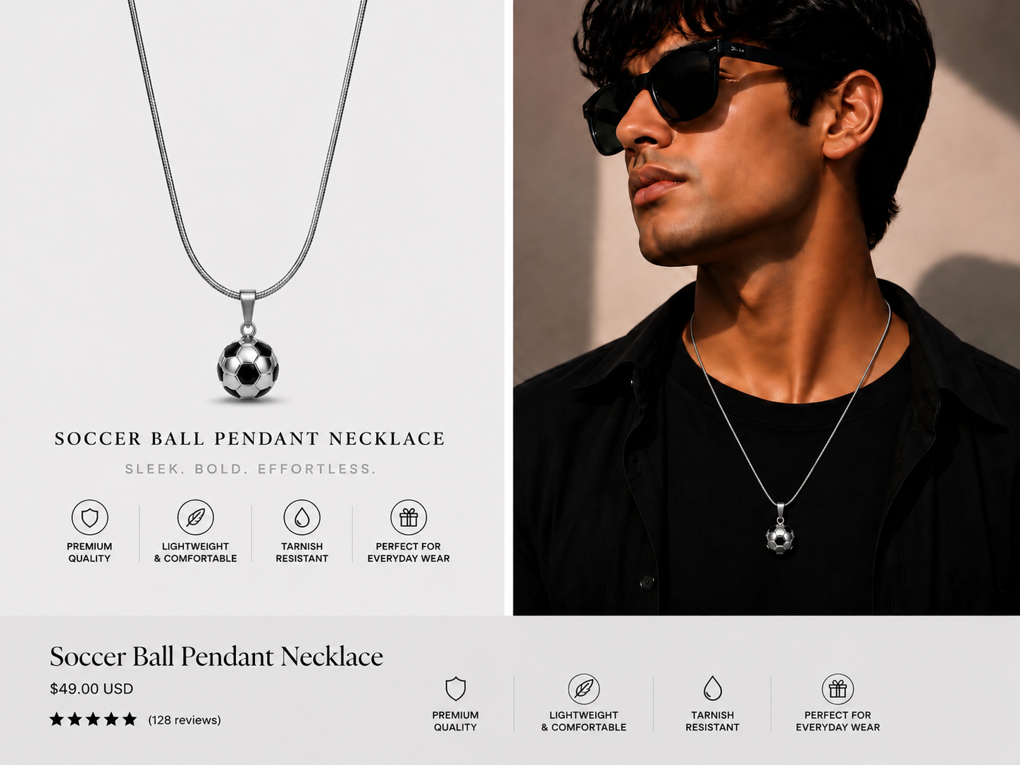 Vyomaa Silver Soccer Pendant Necklace ⚽🩶