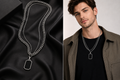 Dual Layer Black Tag Pendant Necklace for Men