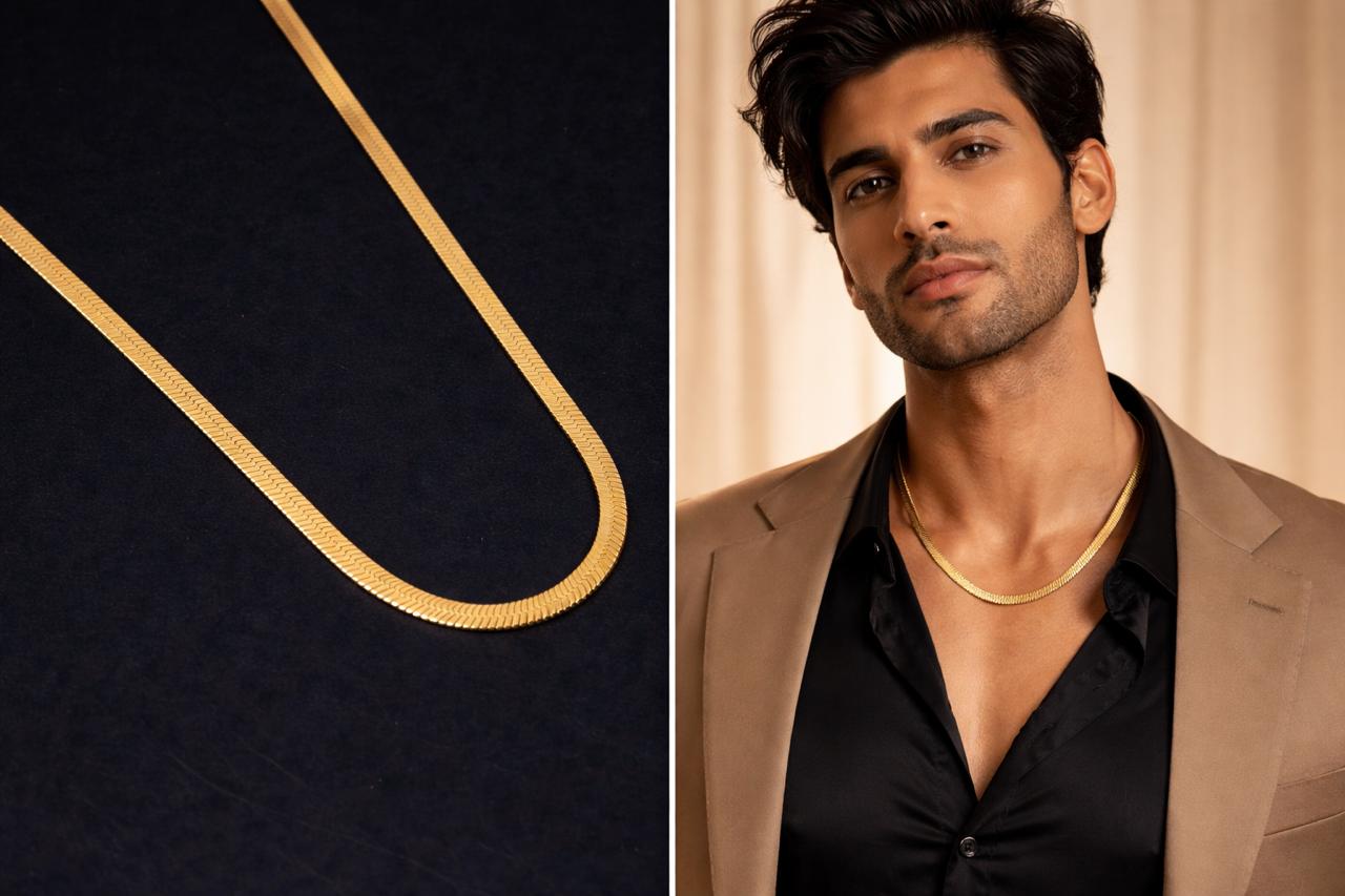 Sgolden Snake Chain Necklace for Men